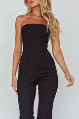 What's The Catch Strapless Jumpsuit Black