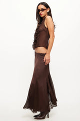 LIONESS Rose Ruffle Top Chocolate