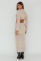 Bayside Crochet Midi Skirt Beige